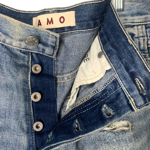 AMO Women Ace Starboard Destroy Ankle Jeans Size 27 Cotton Button Fly - Picture 7 of 13